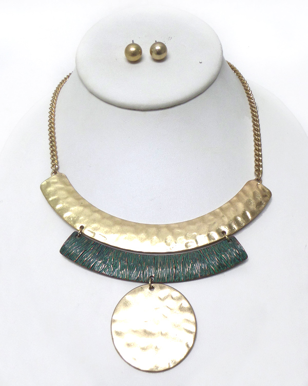 Worn gold with patina necklace set 