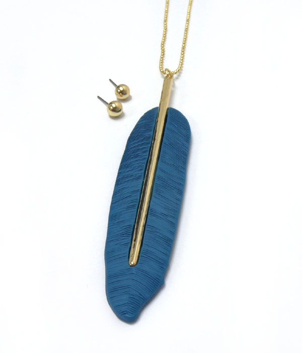 Long feather necklace set
