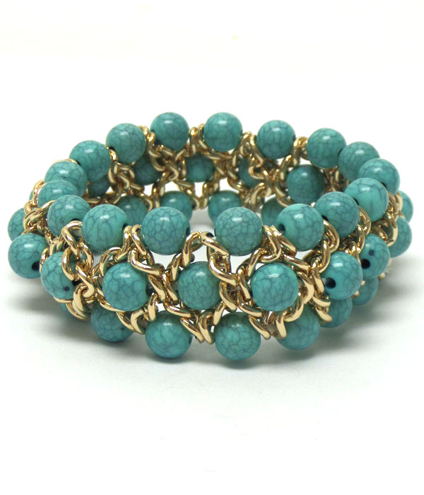 Chain and beads stretch bracelet