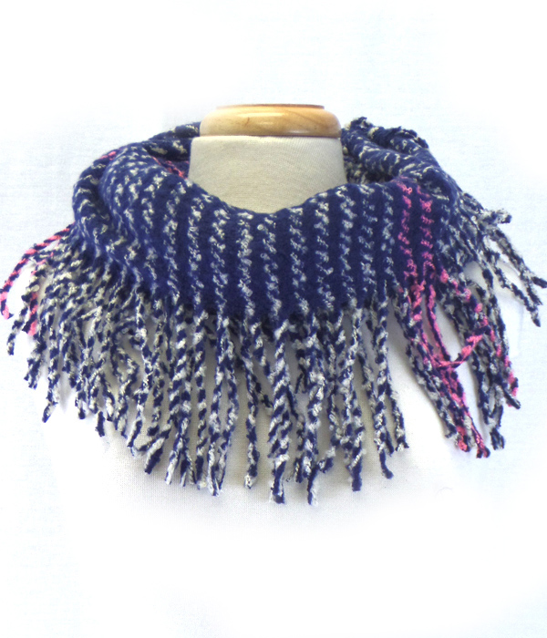 Fringe with tassel drop infinity scarf