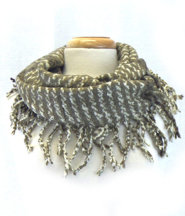 Fringe with tassel drop infinity scarf