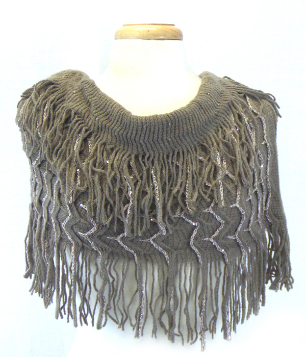 Glitter fringe with tassel drop infinity sacrf