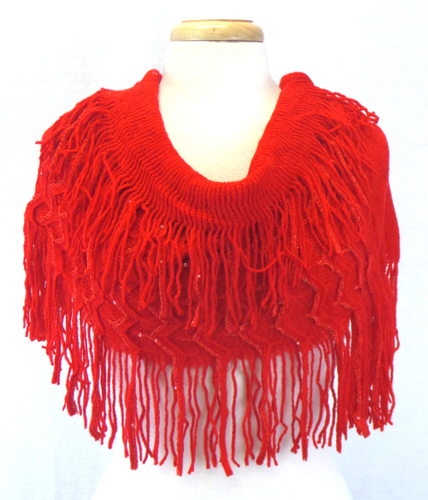 Glitter fringe with tassel drop infinity sacrf