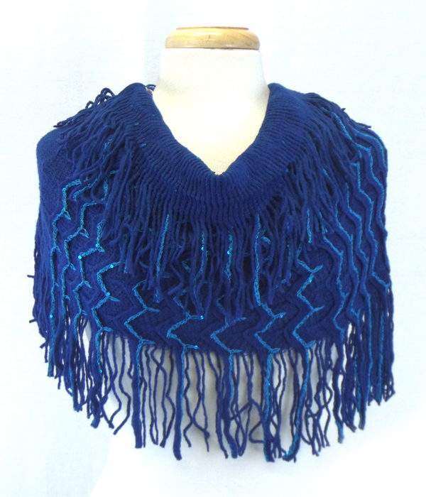 Glitter fringe with tassel drop infinity sacrf