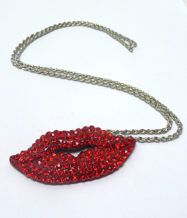 Lips with crystals necklace