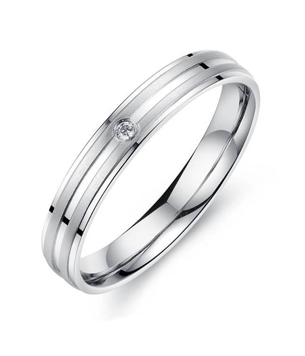Crystal accent simple stainless steel ring -valentine