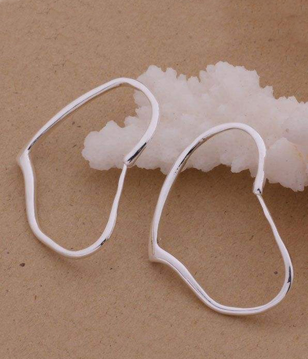 925 sterling silver plating heart hoop earring -valentine