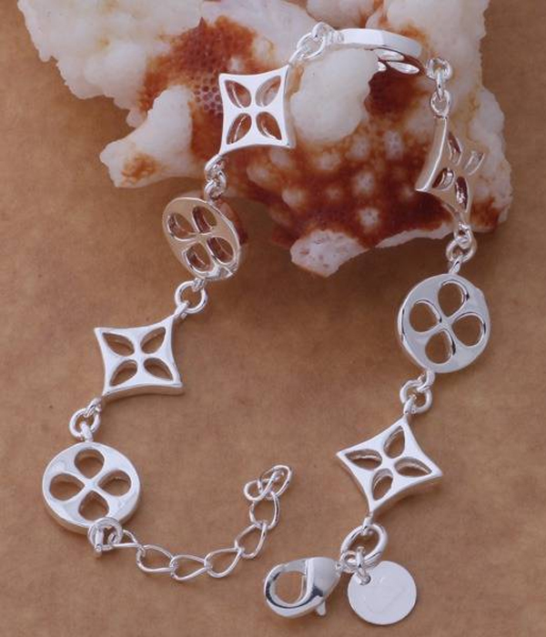 925 sterling silver plating designer pattern link bracelet