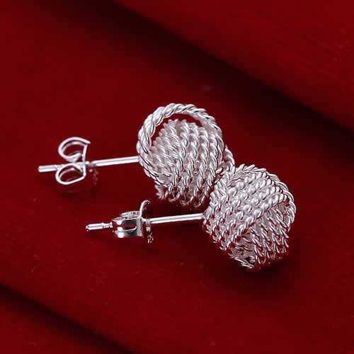 925 sterling silver plated metal yarn stud earring