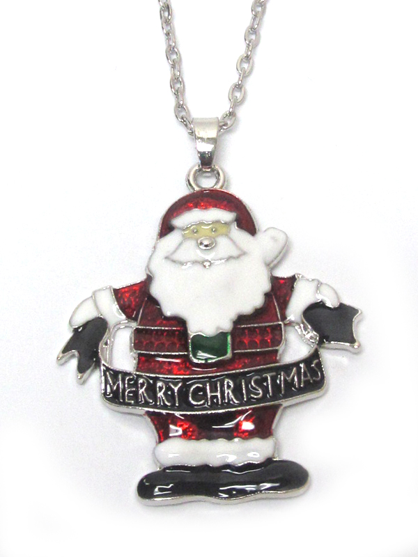 Holiday christmas santa necklace