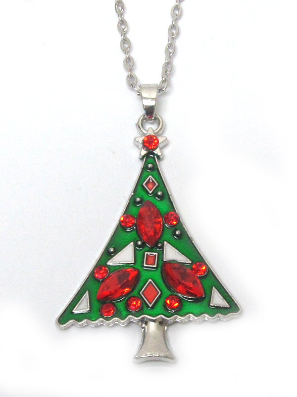 Holiday christmas tree necklace