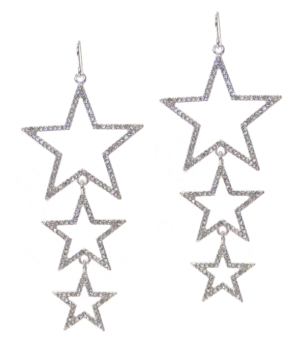 TRIPLE CRYSTAL STAR DROP EARRING