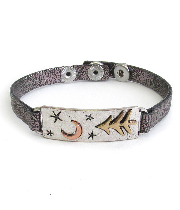 MOON AND TREE LEATHERETTE BAND BRACELET