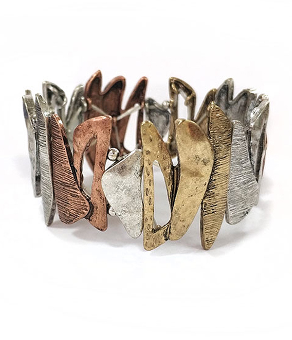 Vintage metal bar link stretch bracelet
