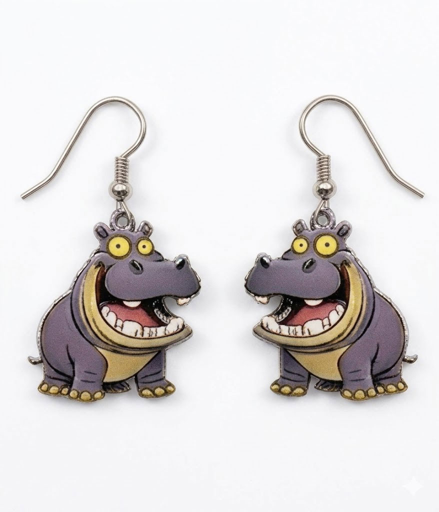 Acrylic animal earring - hippo