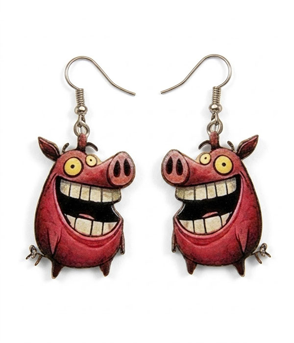 Acrylic animal earring - pig