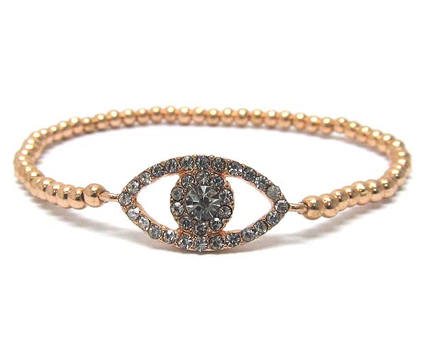 Crystal evil eye and multi metal ball bead strech bracelet