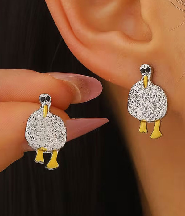 Hammered metal turkey earring
