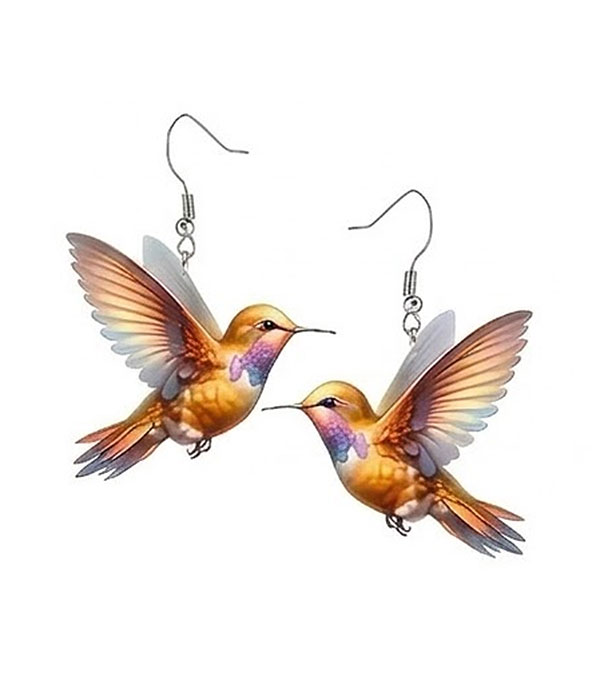 Vintage acrylic humming bird earring
