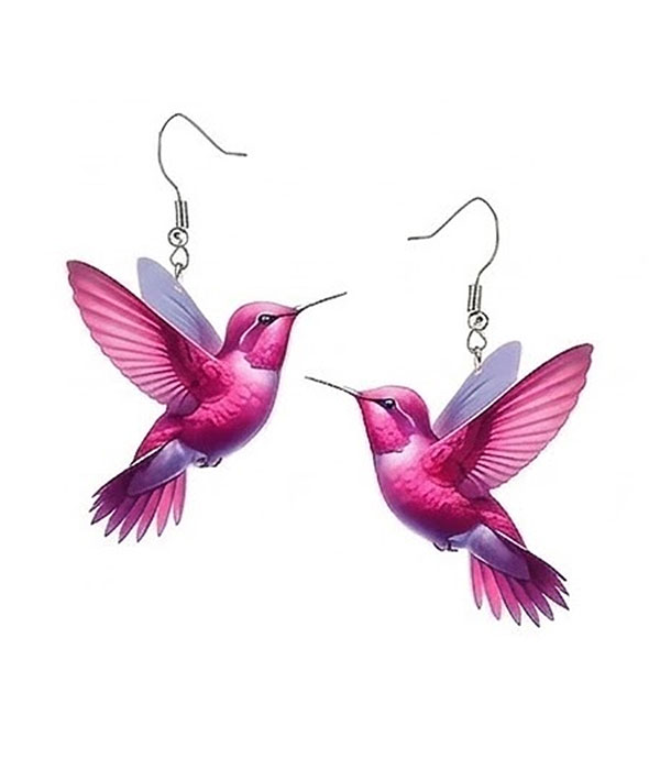 Vintage acrylic humming bird earring