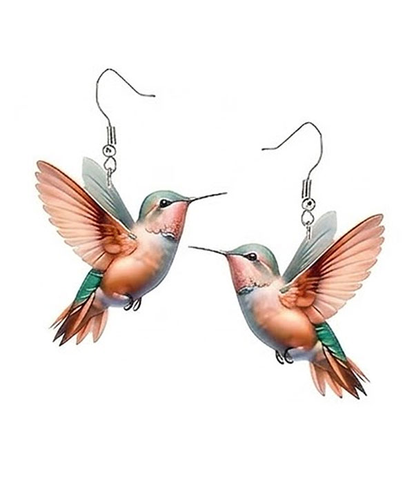Vintage acrylic humming bird earring