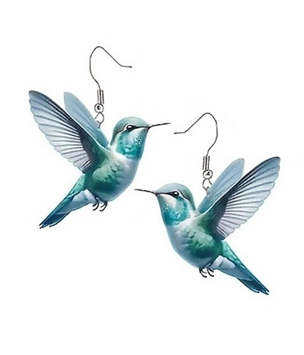 Vintage acrylic humming bird earring