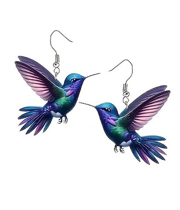 Vintage acrylic humming bird earring