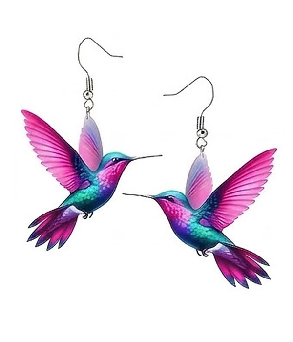 Vintage acrylic humming bird earring