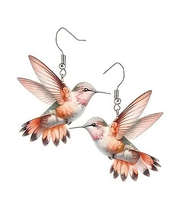 Vintage acrylic humming bird earring