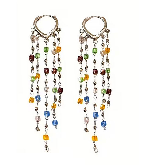 Multi stone tassel drop earring