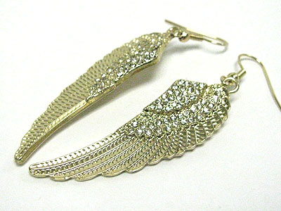 Crystal stud angel wing earring