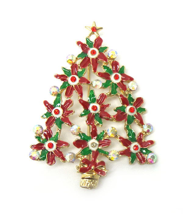 Christmas floral tree pin