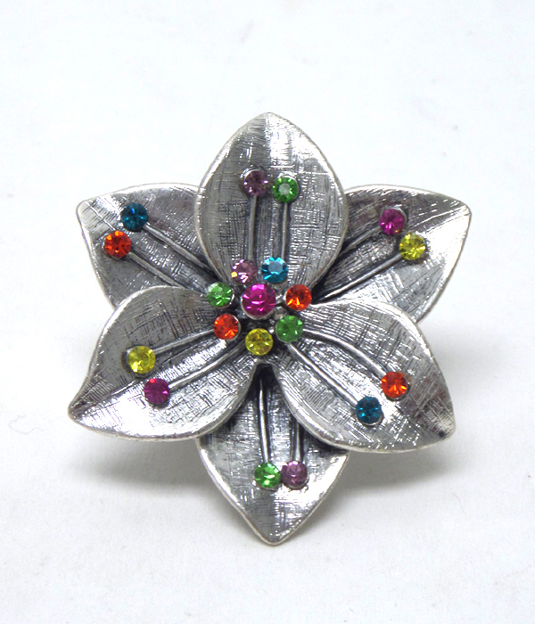 Flower with crystals ring