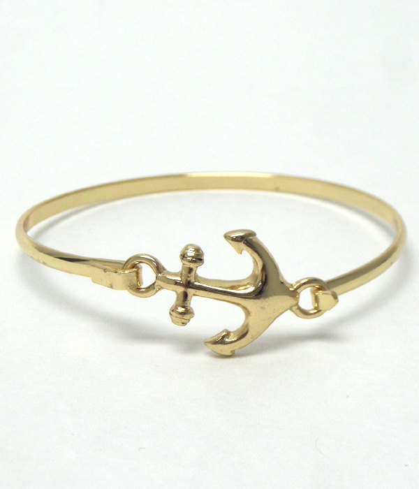Thin anchor hook bangle bracelet