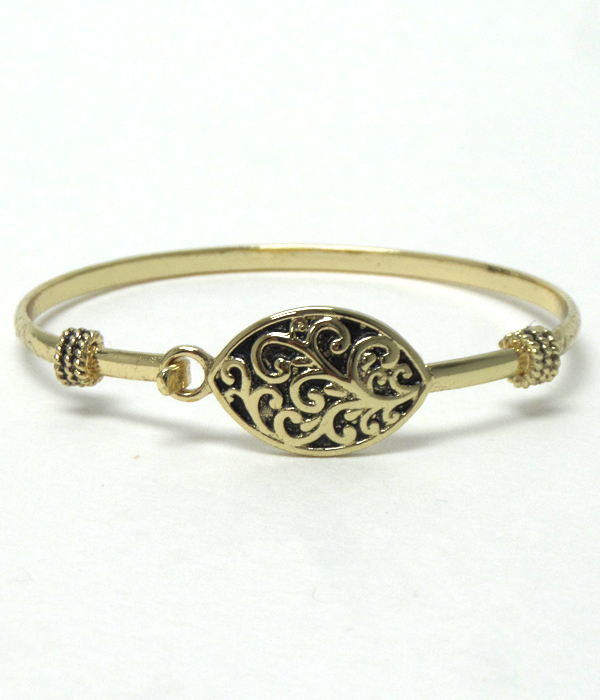 Filigree design hook bangle bracelet