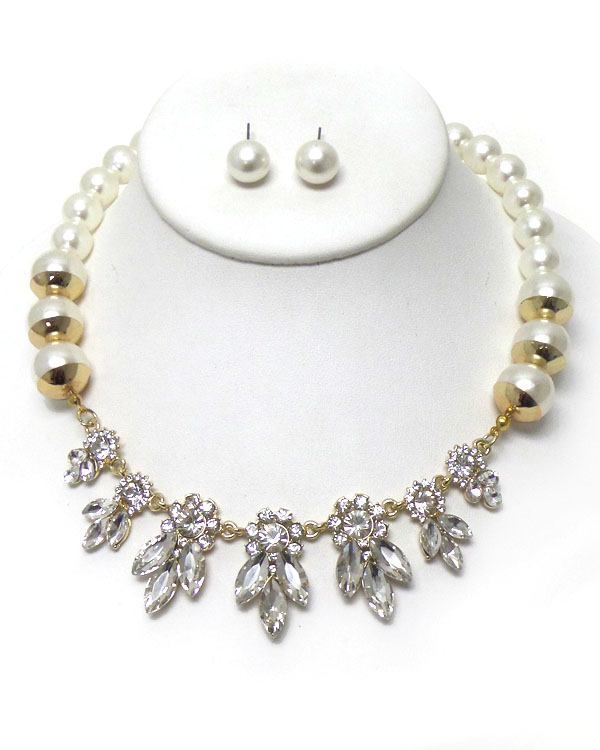 FLOWER AND PEARL NECKLACE SET