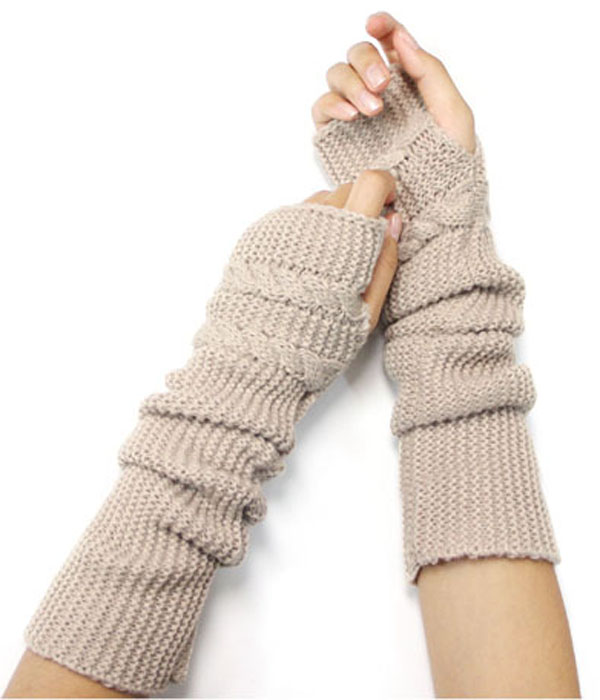 Open finger knit glove or arm warmer