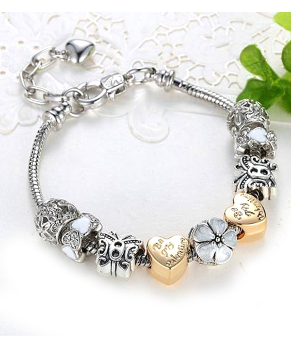 Pandora style interchangeable european charm bracelet - be my valentine -valentine