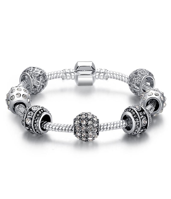 Pandora style interchnageable european charm bracelet -valentine