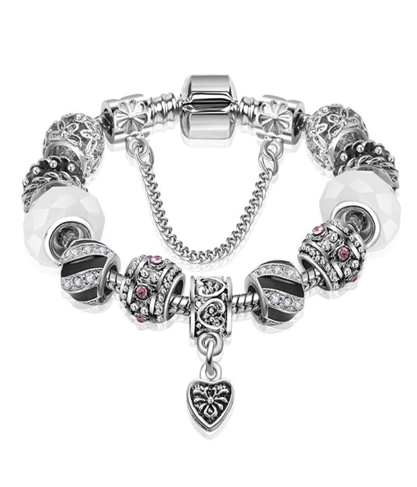 Pandora style interchangeable european charm bracelet -heart -valentine