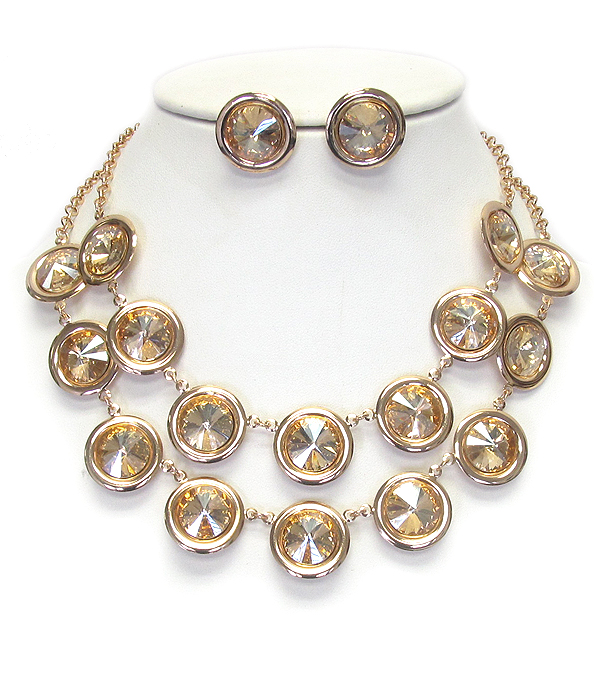 MULTI FACET GLASS DOUBLE LAYER NECKLACE SET