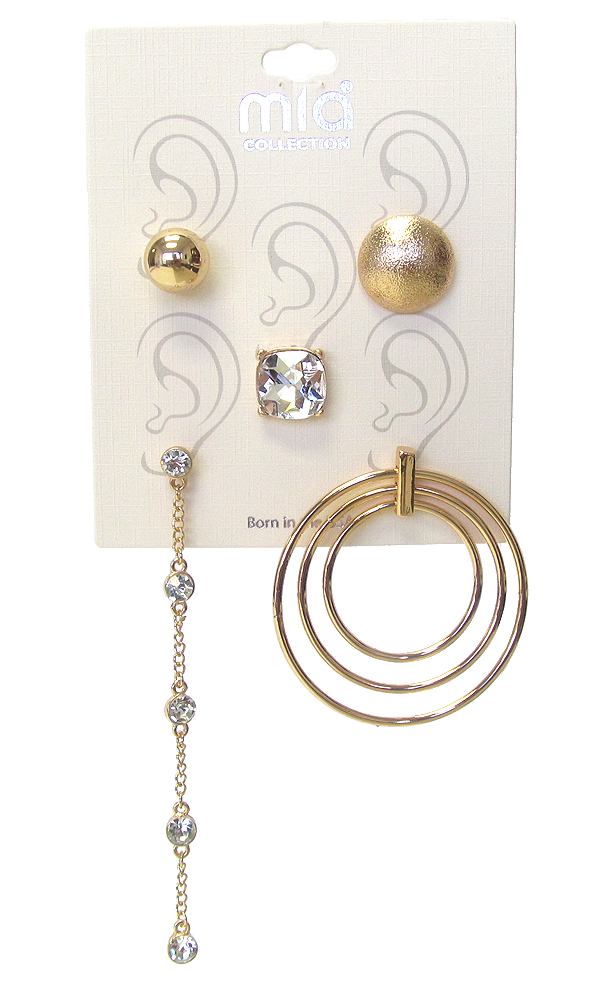 Unbalanced 5 piece earring set