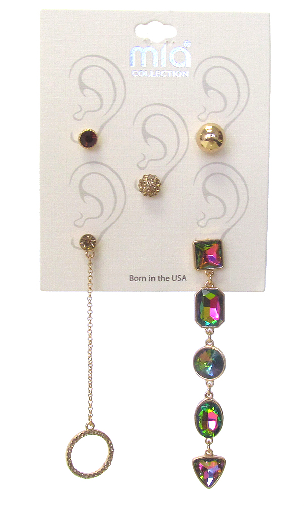 Unbalanced 5 piece earring set