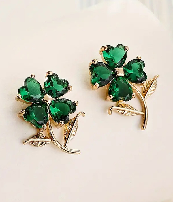 St patrick cubic zirconia clover earring