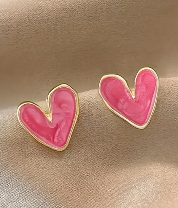 Epoxy heart earring