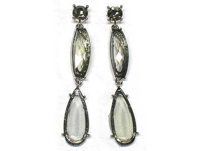 Facet cut acryl tear drop and cubic deco earring