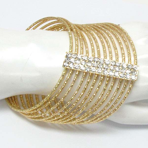 Crystal stud bar and multi bangle link bracelet