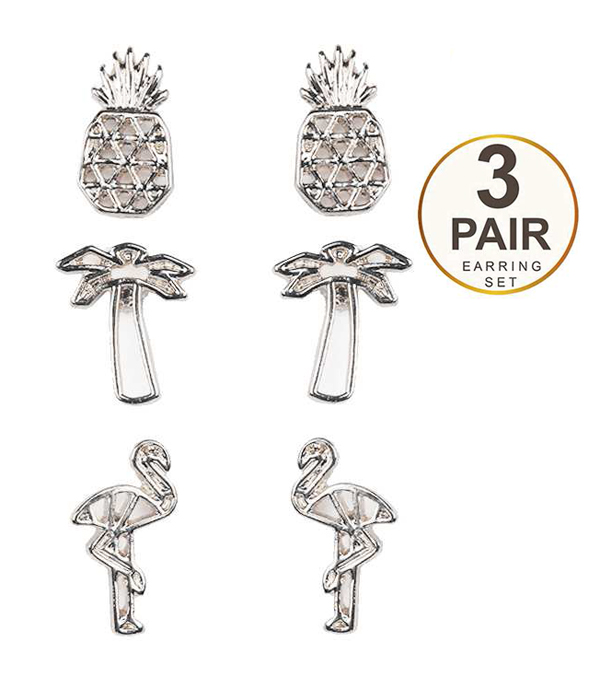 Origami tropical theme 3 pair earring set