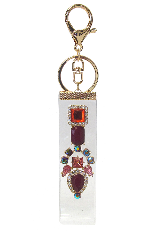 CRYSTAL ON CLEAR ACRYLIC BAND KEY CHAIN