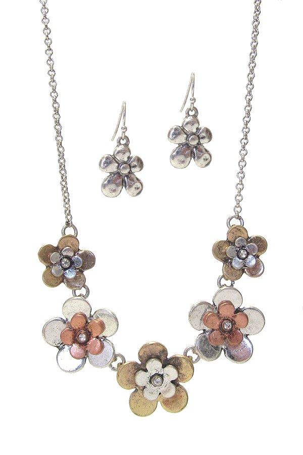 MULTI FLOWER LINK NECKLACE SET